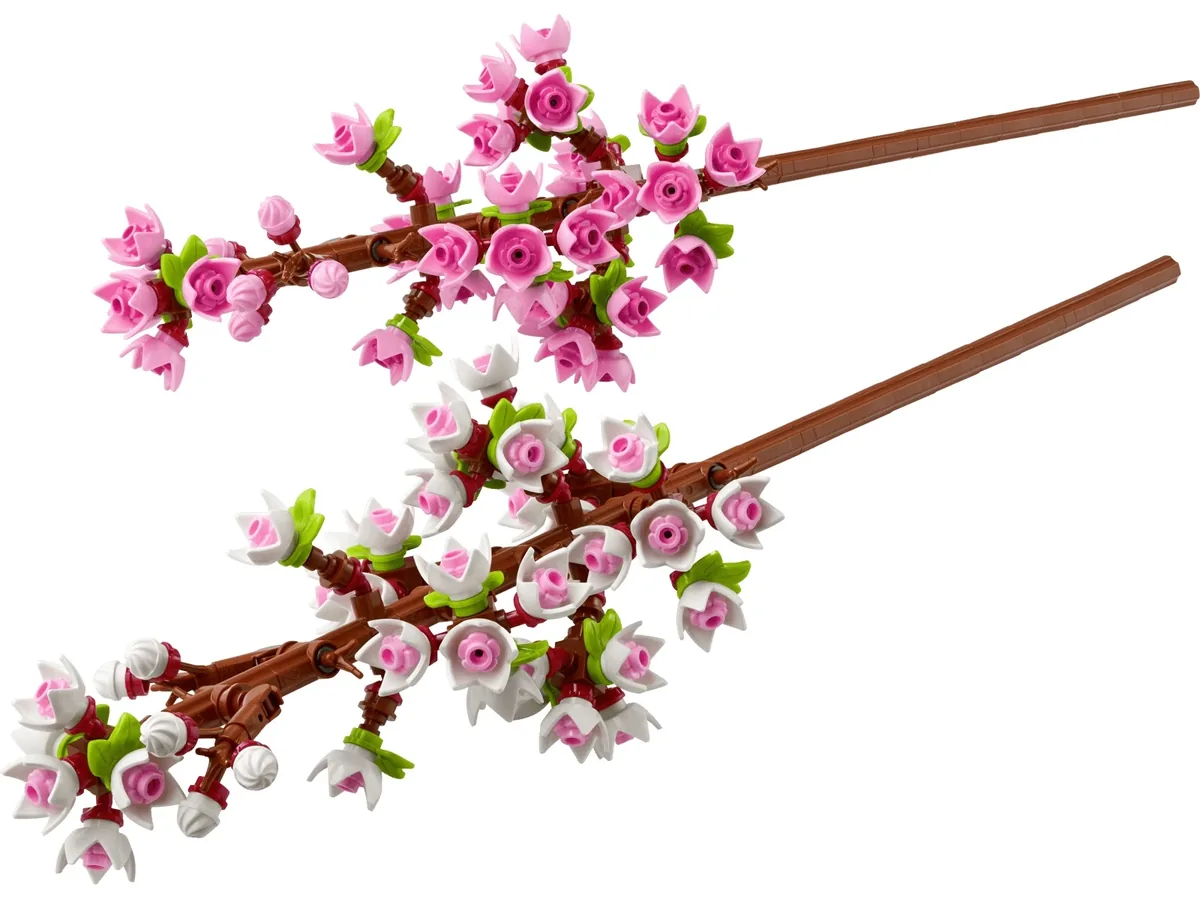 LEGO Cherry Blossoms 40725, two brown branches covered in pink and white blossoms